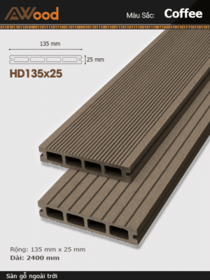 Sàn Gỗ Ngoài Trời AWood-HD135x25-Coffee