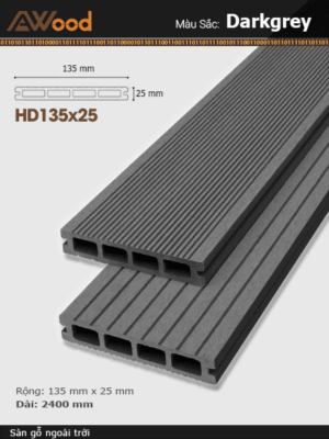 Sàn Gỗ Ngoài Trời AWood-HD135x25-Darkgrey