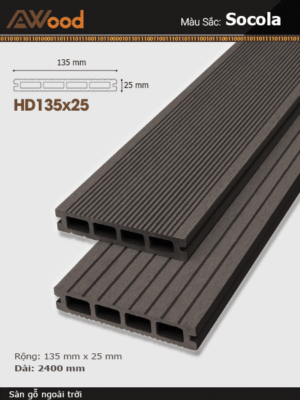Sàn Gỗ Ngoài Trời AWood-HD135x25-Socola