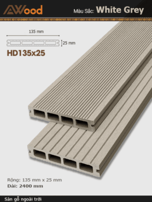 Sàn Gỗ Ngoài Trời AWood-HD135x25 Whitegrey