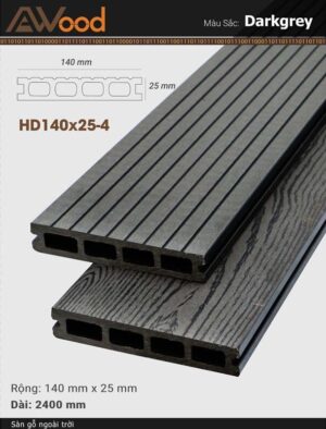 Sàn Gỗ Ngoài Trời AWood – HD140x25-4-Socola