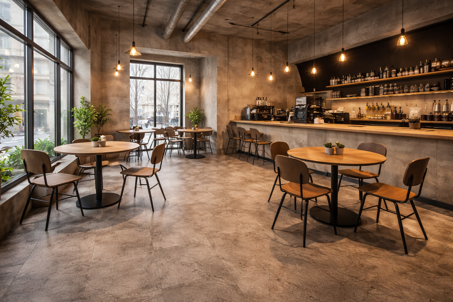 Nét chấm phá hiện đại với sàn nhựa giả bê tông