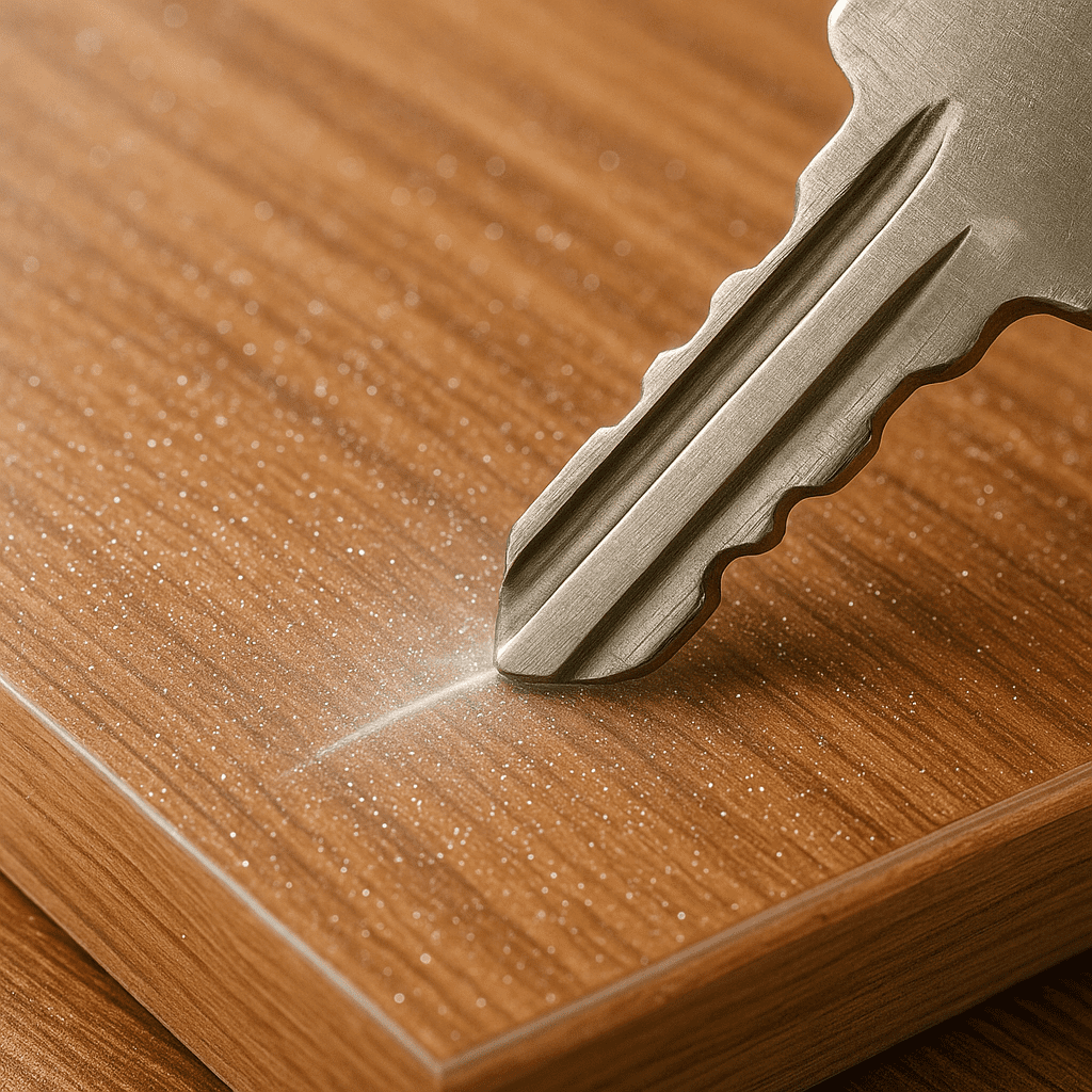 Lớp Overlay với oxit nhôm trong cấu trúc lớp bảo vệ sàn gỗ.