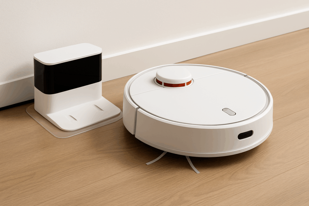 Tấm lót nhựa bảo vệ sàn gỗ tại dock sạc robot