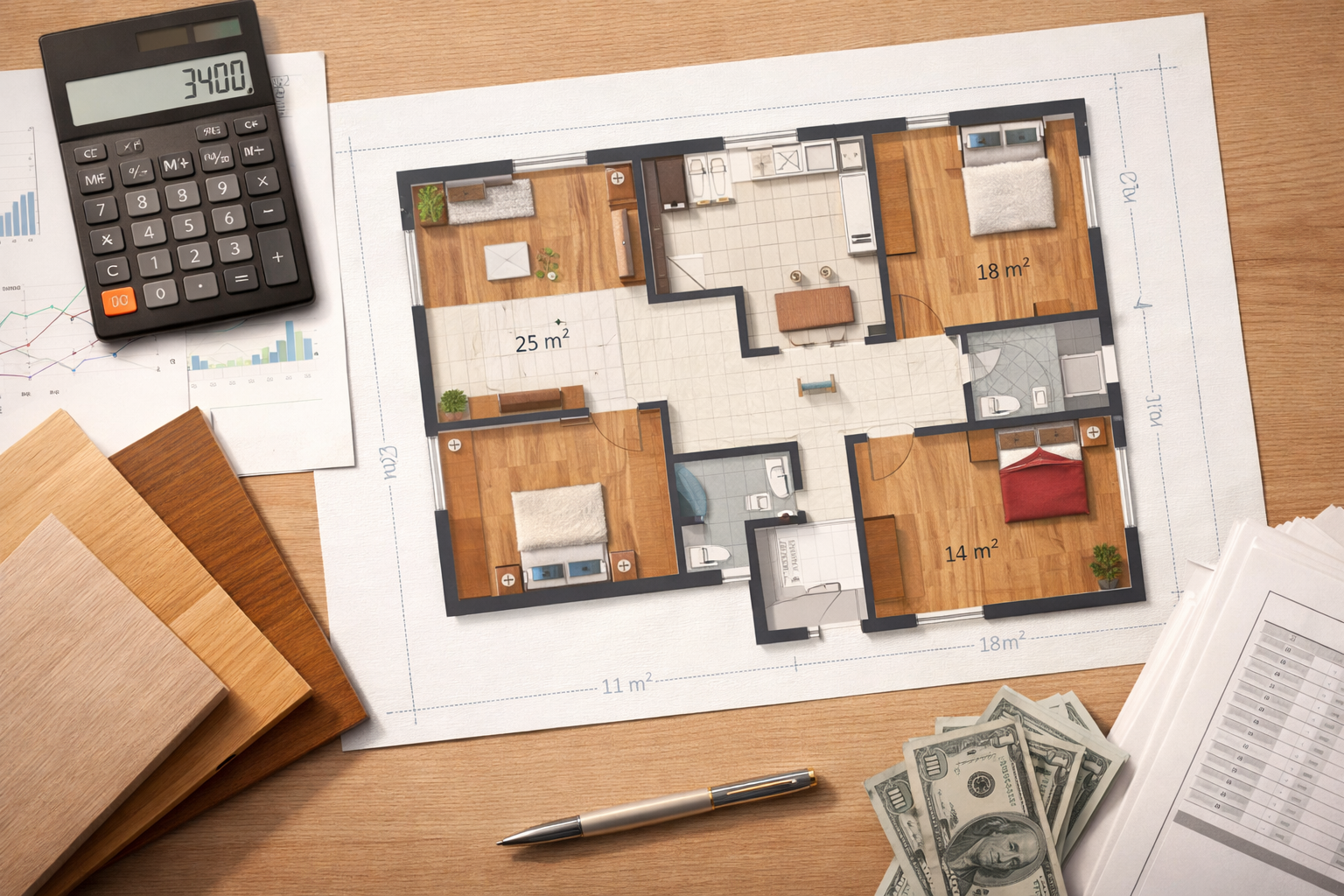 Dự toán cho Căn hộ 2-3 PN (70m² - 100m²)