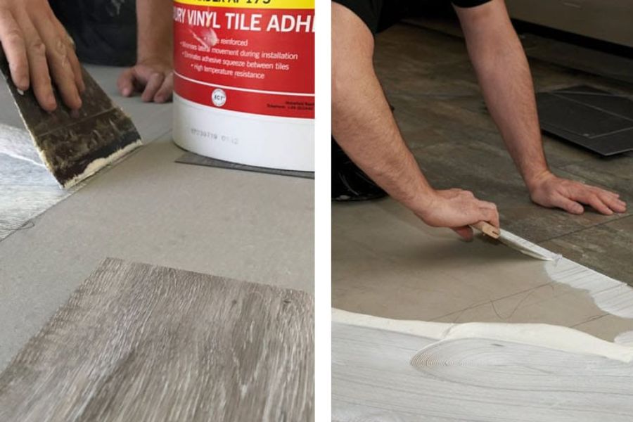 Sử dụng bay răng cưa để quét keo