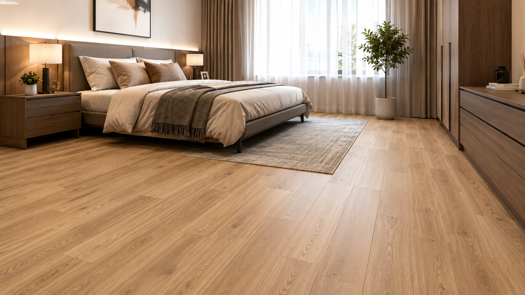 Sử dụng sàn nhựa hèm khóa cho phòng ngủ