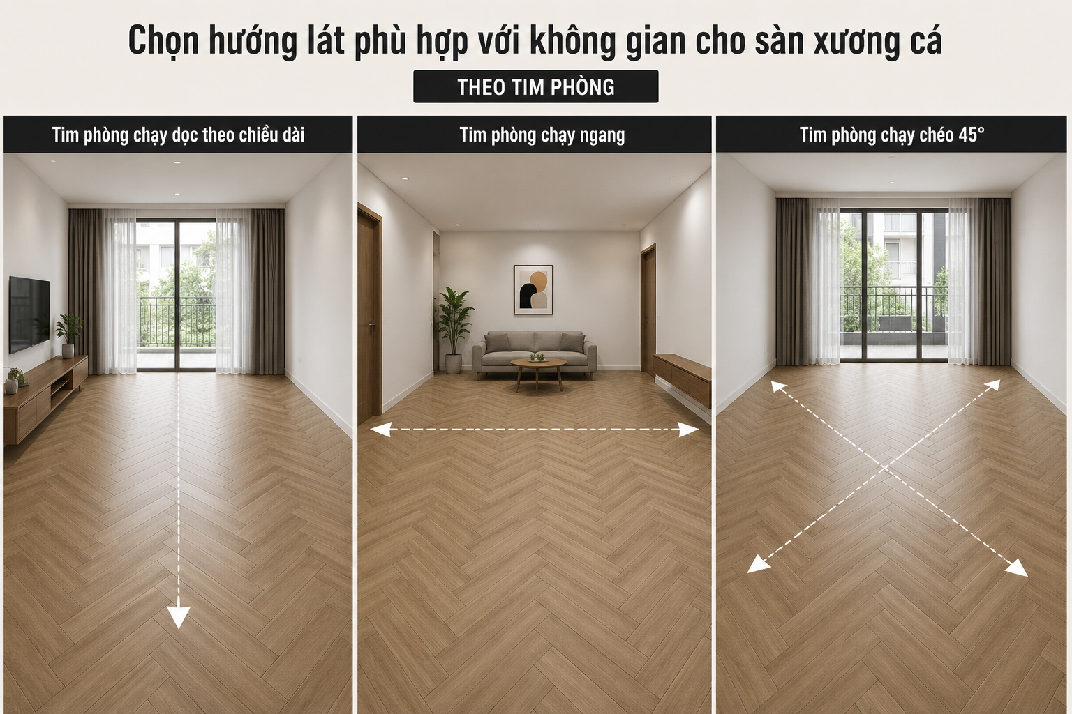 Chọn hướng lát phù hợp với không gian
