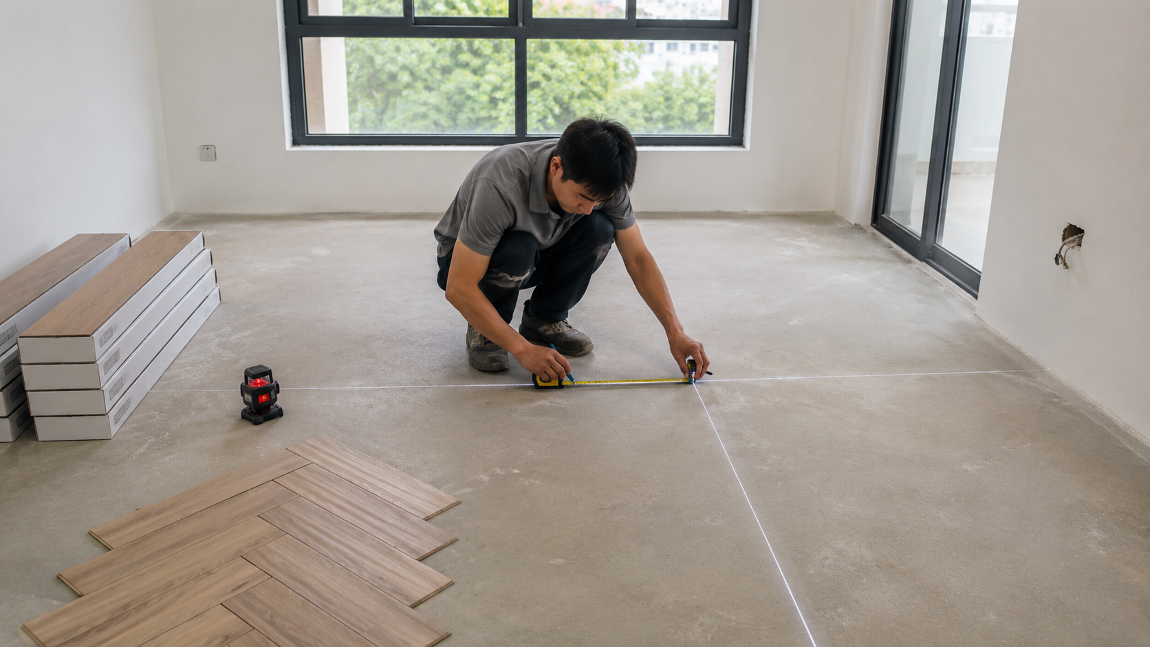 Xác định tim phòng trước khi bắt đầu lắp đặt sàn