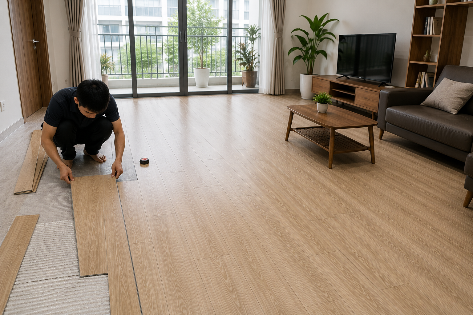 Chung cư có nền bằng phẳng sử dụng sàn 4mm