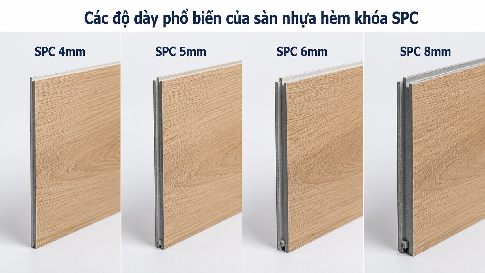 Nên chọn sàn nhựa SPC dày bao nhiêu? 4mm, 5mm hay 6mm?