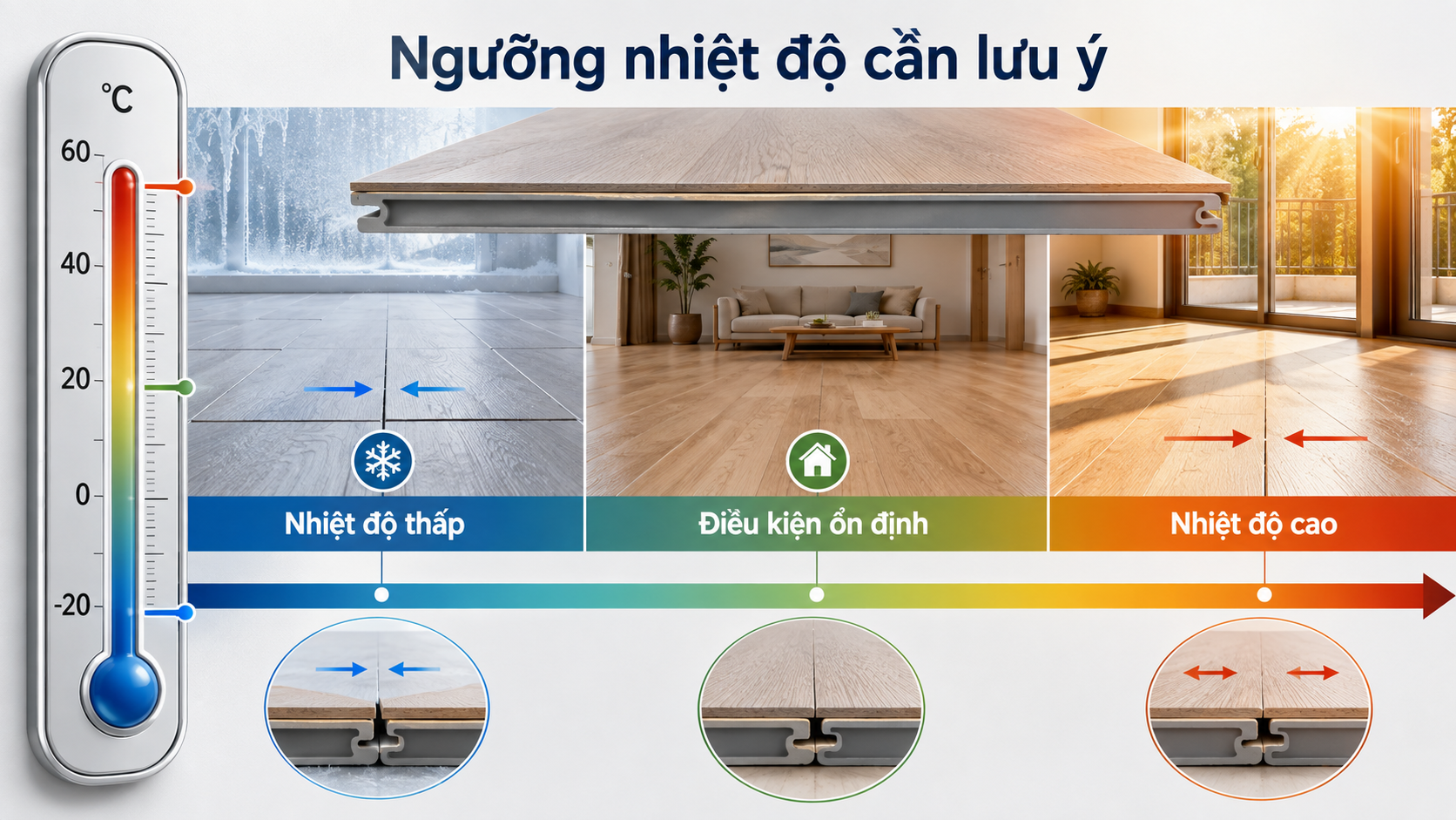 Ngưỡng nhiệt độ nào cần lưu ý khi sử dụng sàn nhựa?