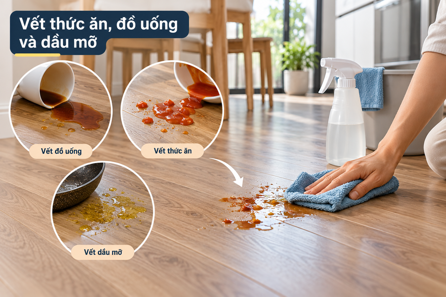 Cách xử lý các vết bẩn thường gặp trên sàn vinyl