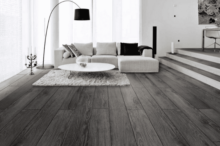 Sàn gỗ xám phòng khách nhỏ