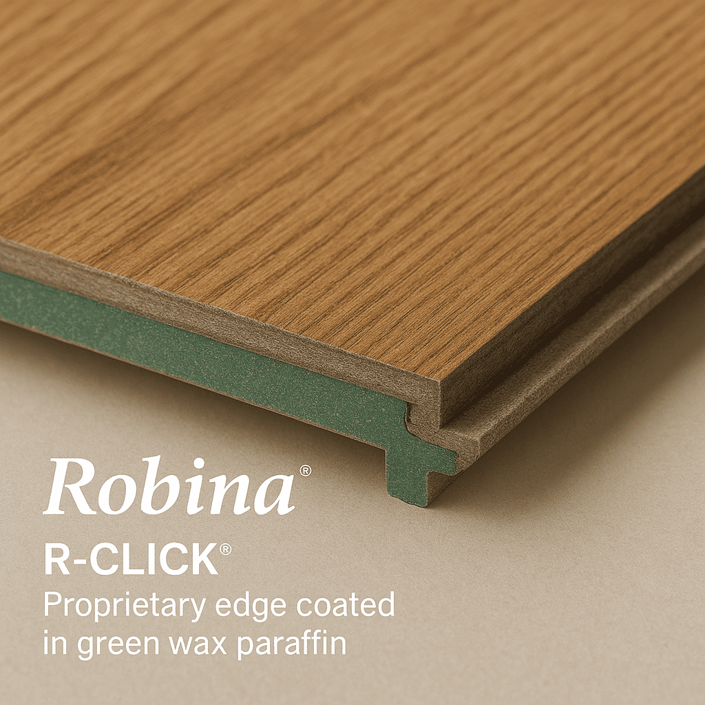 Công nghệ hèm khóa R-Click® phủ sáp của sàn gỗ Robina.
