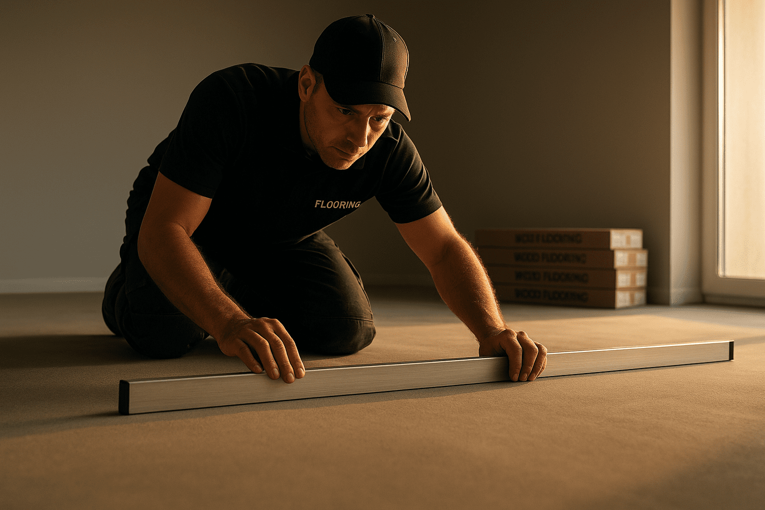 Kiểm tra độ phẳng khi chuẩn bị mặt bằng lát sàn gỗ