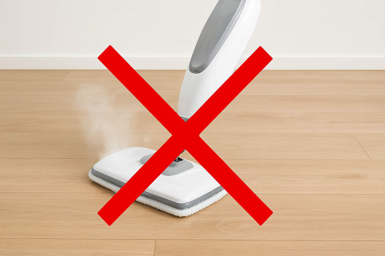 Tuyệt đối không sử dụng máy hơi nước nóng nếu bạn chưa muốn thay sàn mới