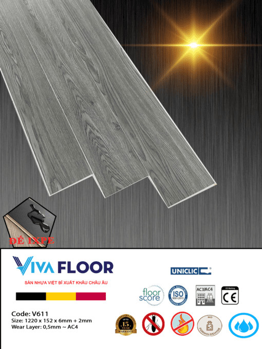 Sàn nhựa spc cao cấp Vivafloor V611