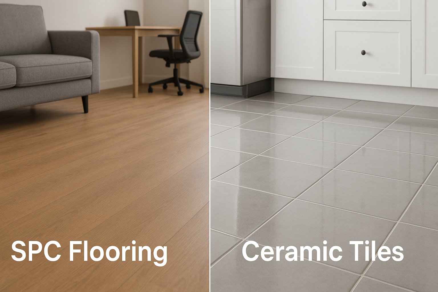 So sánh sàn nhựa SPC và gạch men cho phòng tắm