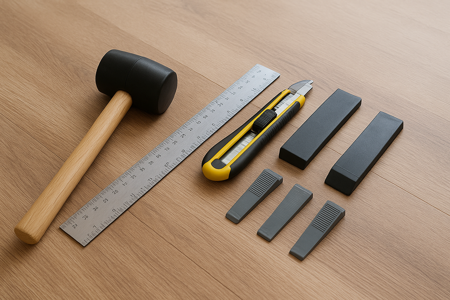 Bộ dụng cụ lát sàn nhựa hèm khóa